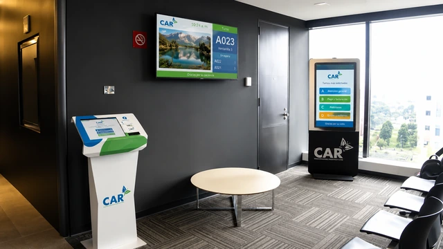 Self-service kiosk for queue management at CAR